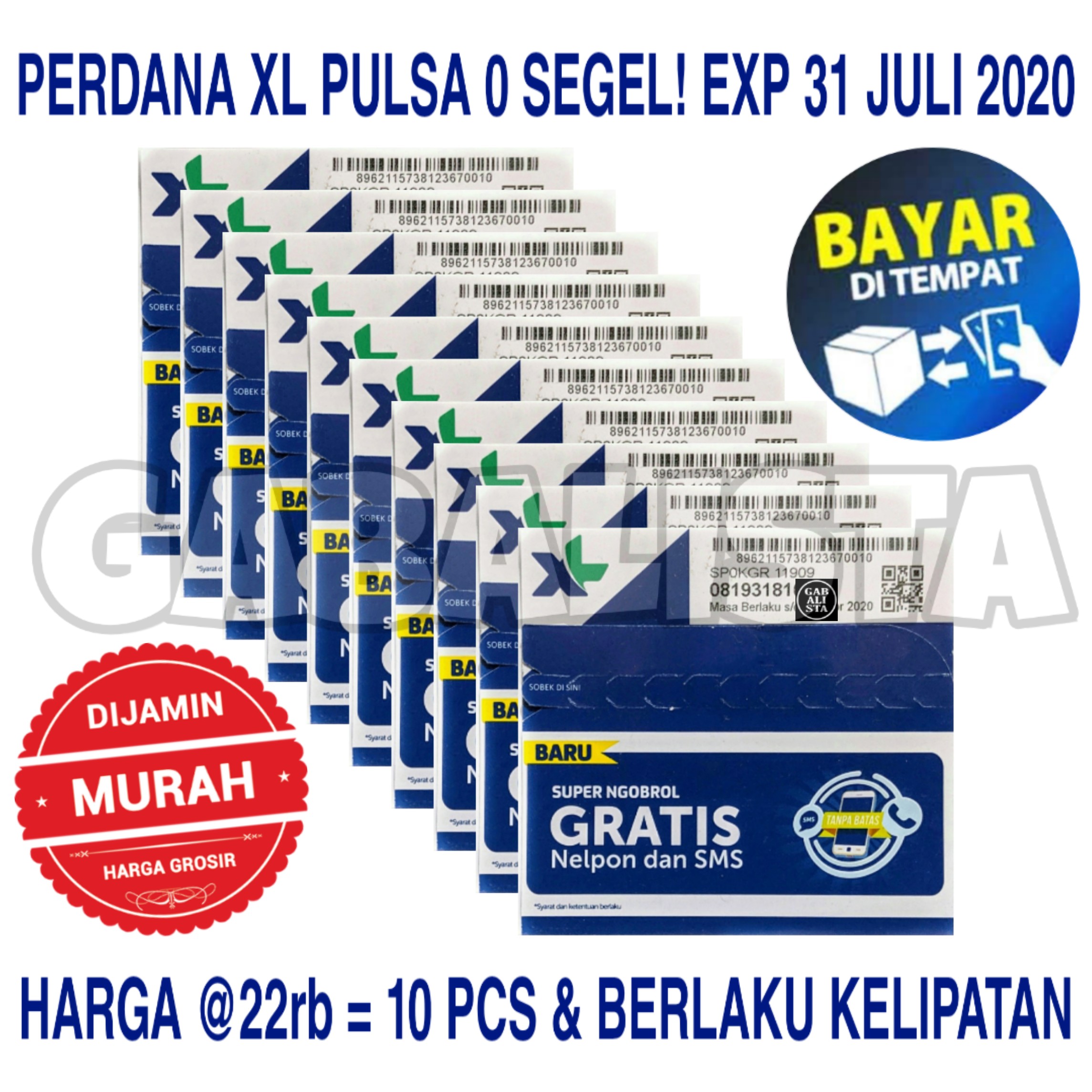 Kartu Perdana XL Pulsa Nol Harga Grosir / 10 Pcs