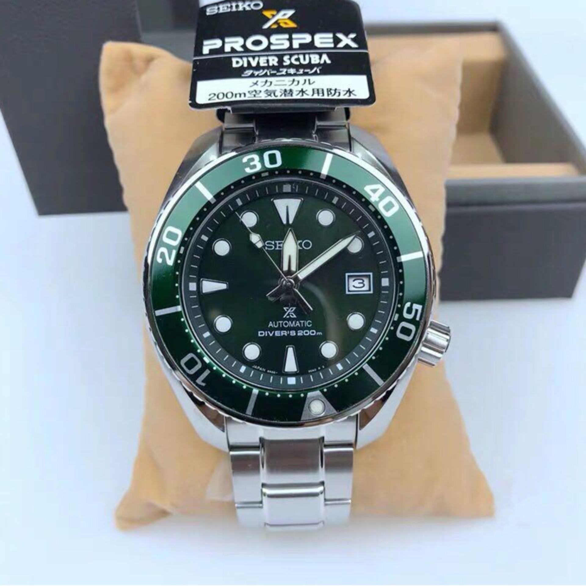 SEIKO ORIGINAL - Automatic Prospex Sumo - SPB103J1 - Men - Silver Hijau -  Stainless Steel - Diameter 45mm Water Resist 200m Jam dunia JD19 # Jam  Tangan Pria Cowok Anti Air