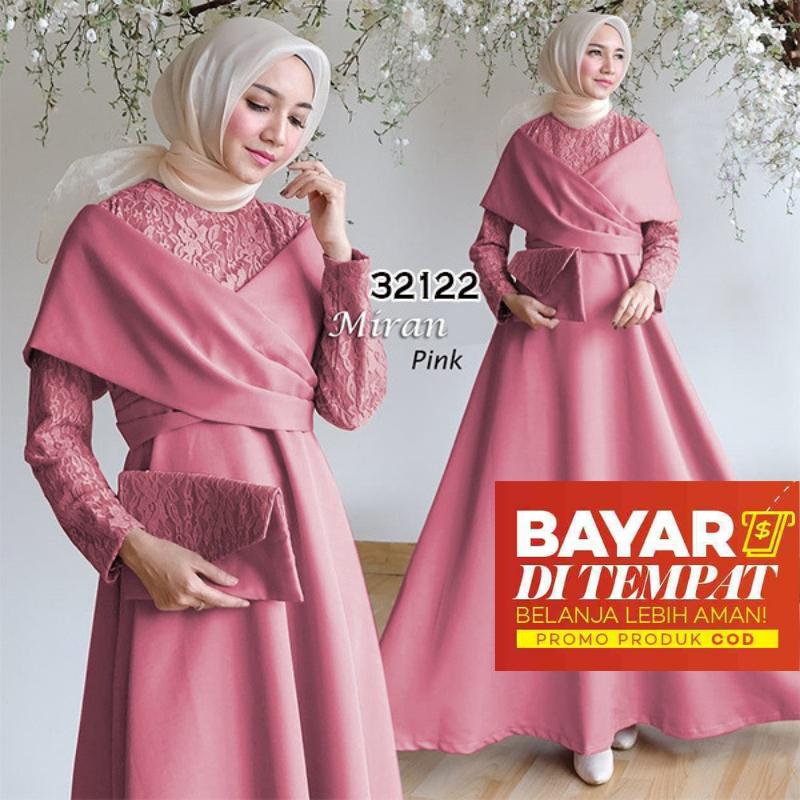MoslemWear Gamis Pesta Modern Brukat Sabrina Dress Premium + Tas dompet Pesta Wanita Original Fashion Seragam Kondangan Muslimah Kebaya Brokat Modern Gaun Pesta Party Maxy Dress Sabrina brokat Wisuda remaja Muslim Wanita Mewah Elegan ihmiranda