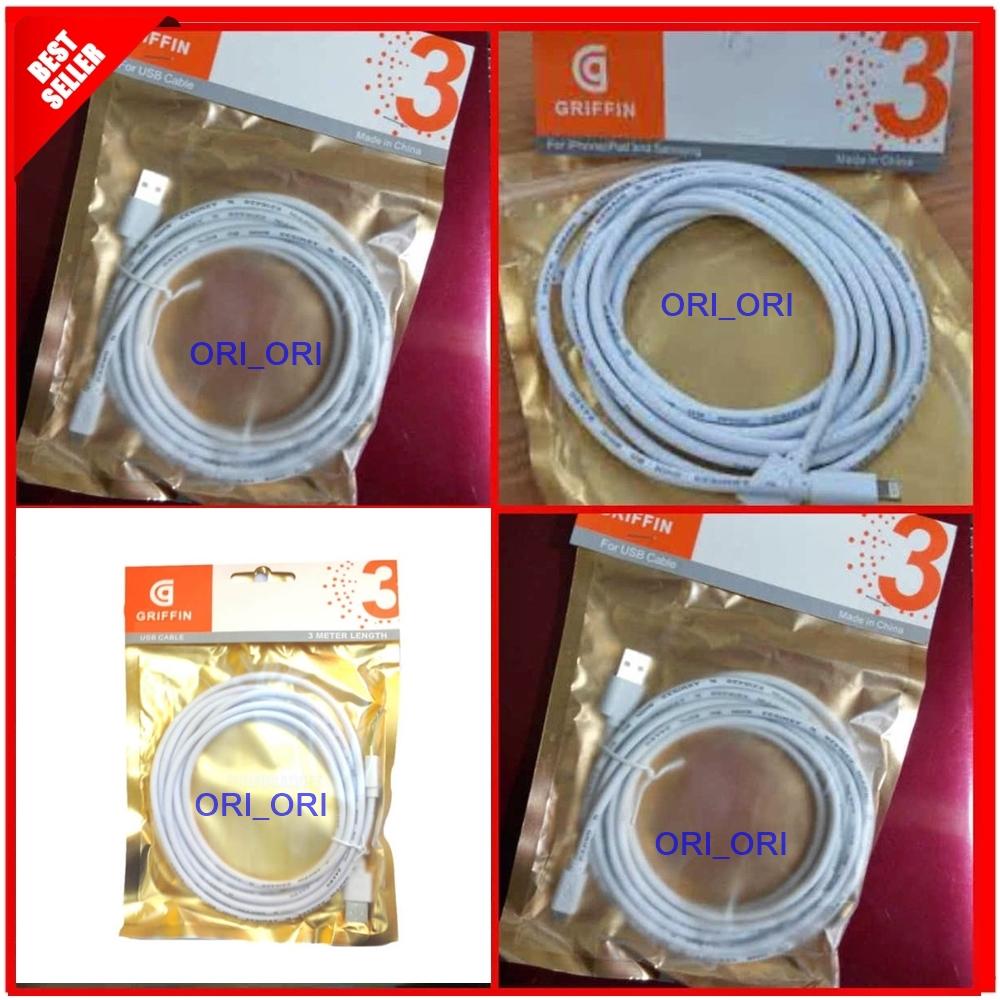 Kabel Data Griffin Micro USB 3 Meter - Putih ori_ori