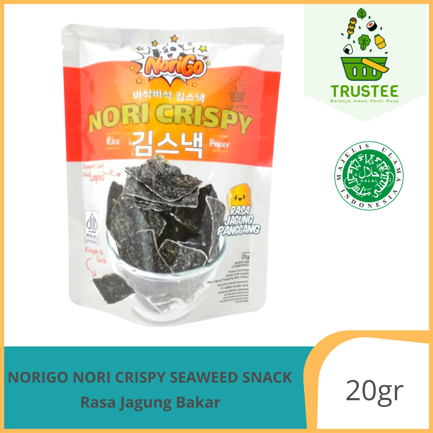 Norigo Nori Crispy JAGUNG BAKAR / Seaweed Snack / Rumput Laut Krispi