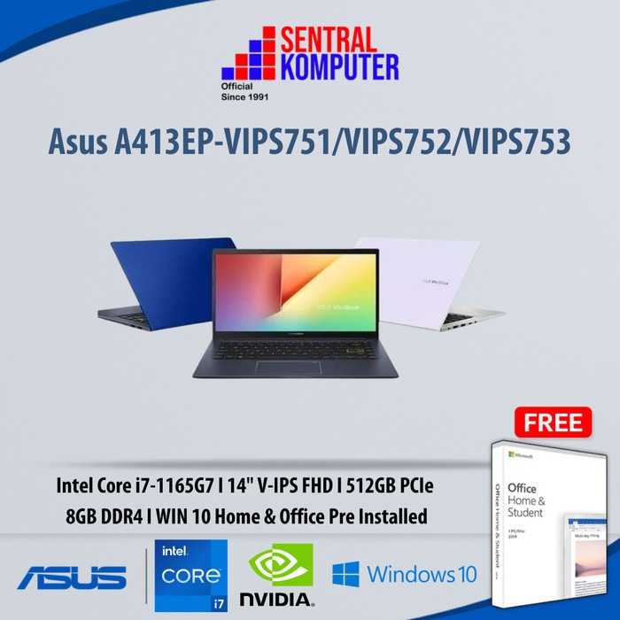 Asus A413EP-VIPS751|i7-1165G7|8GB|512GB|Win 10 Home OHS 2019
