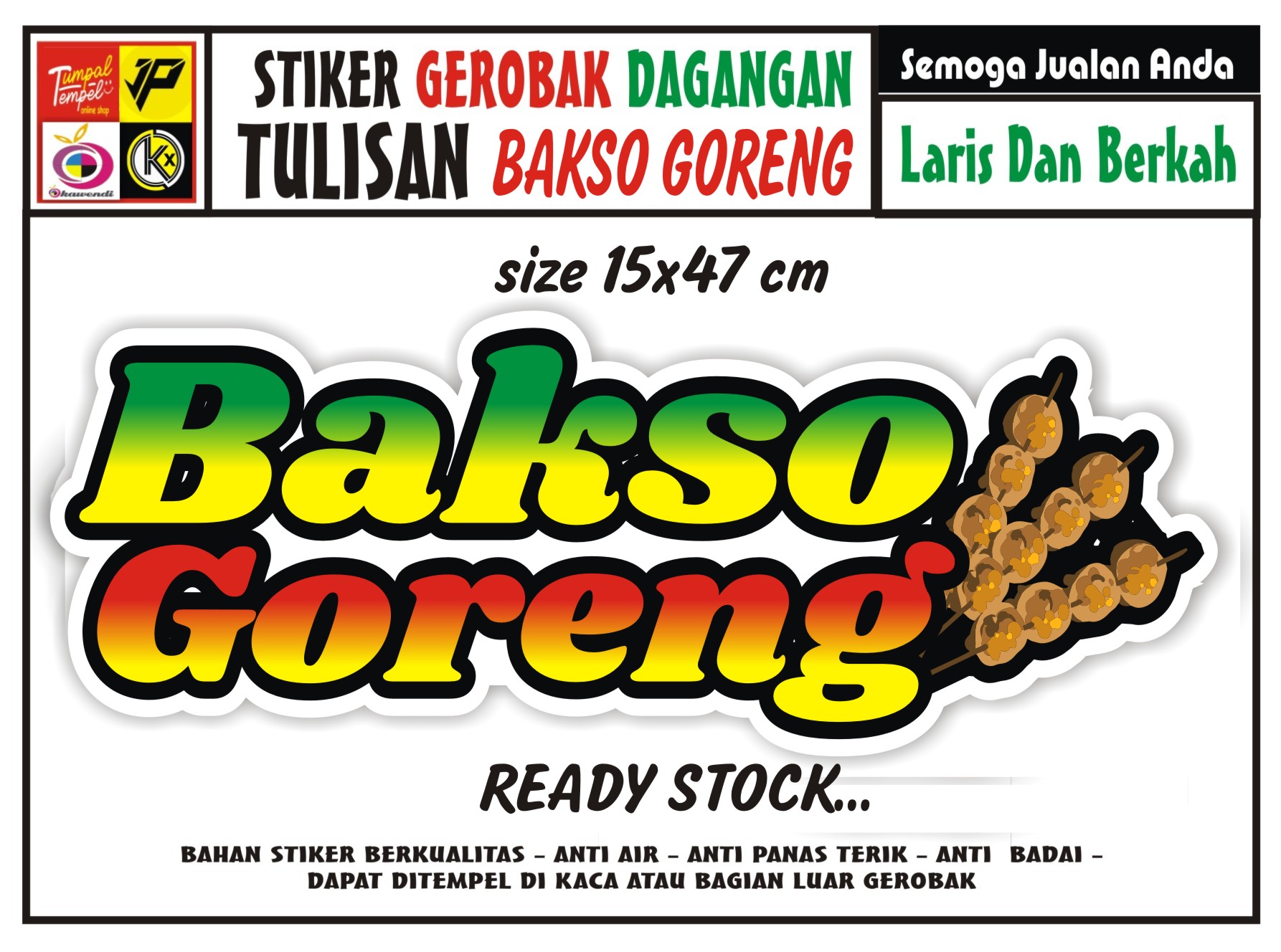 Stiker Kaca Gerobak Tulisan Bakso Goreng Lazada Indonesia