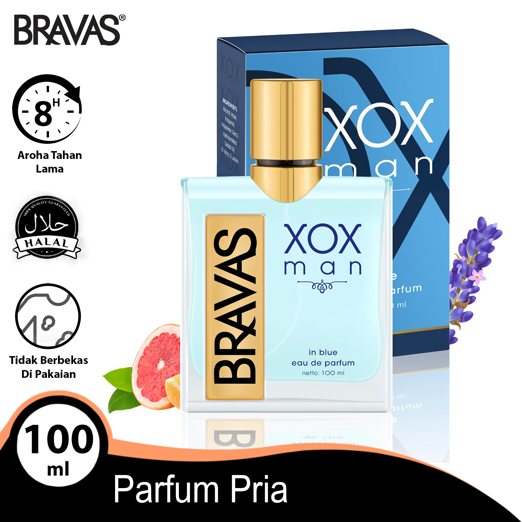 BRAVAS XOX BLUE 100 ML Man Original Eau De Parfum Perfume Cologne