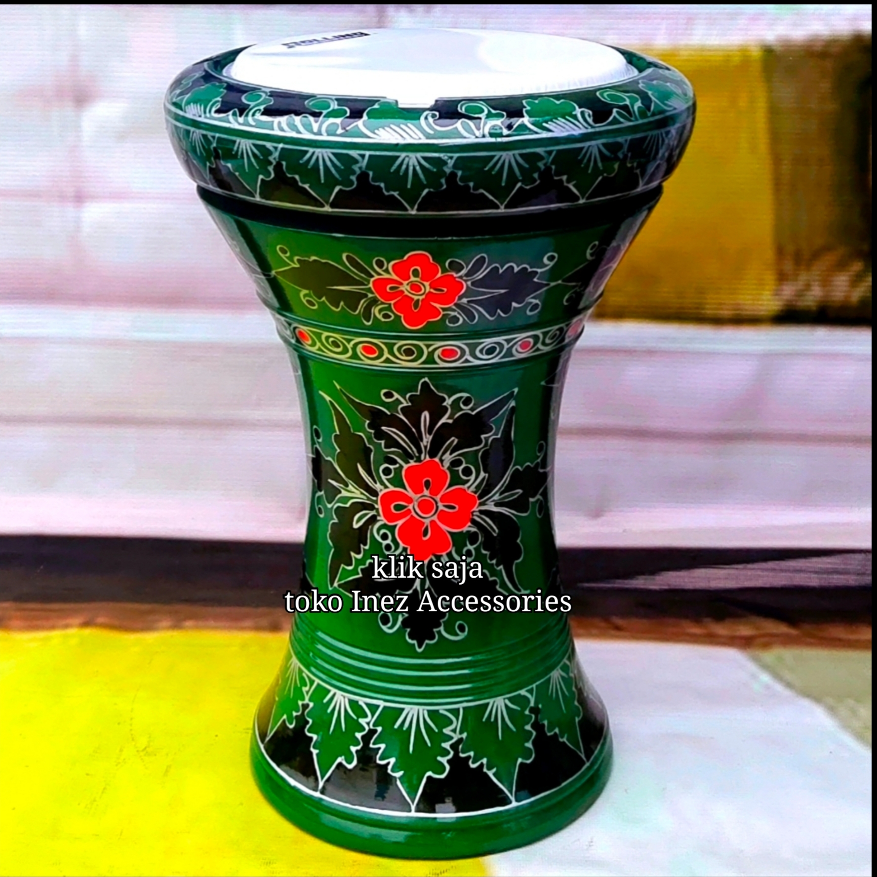 Gendang Atau Darbuka Kayu 8 inch Hijau Hitam Rolling Putih Lazada