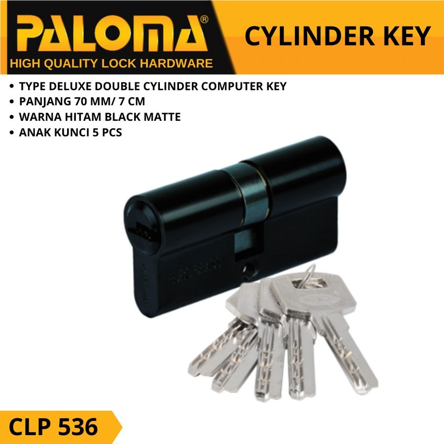 KUNCI Double Cylinder PALOMA CLP 536 70MM Computer Key HITAM MATTE KUNCI Double Cylinder PALOMA CLP 536 70MM Computer Key HITAM MATTE