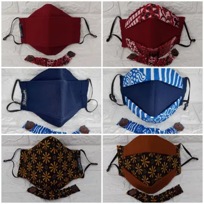 Qonitah Project Masker Hijab Motif / Masker Kain Motif 4ply / Mask Motif Premium / Masker Headloop Kain Free Connector