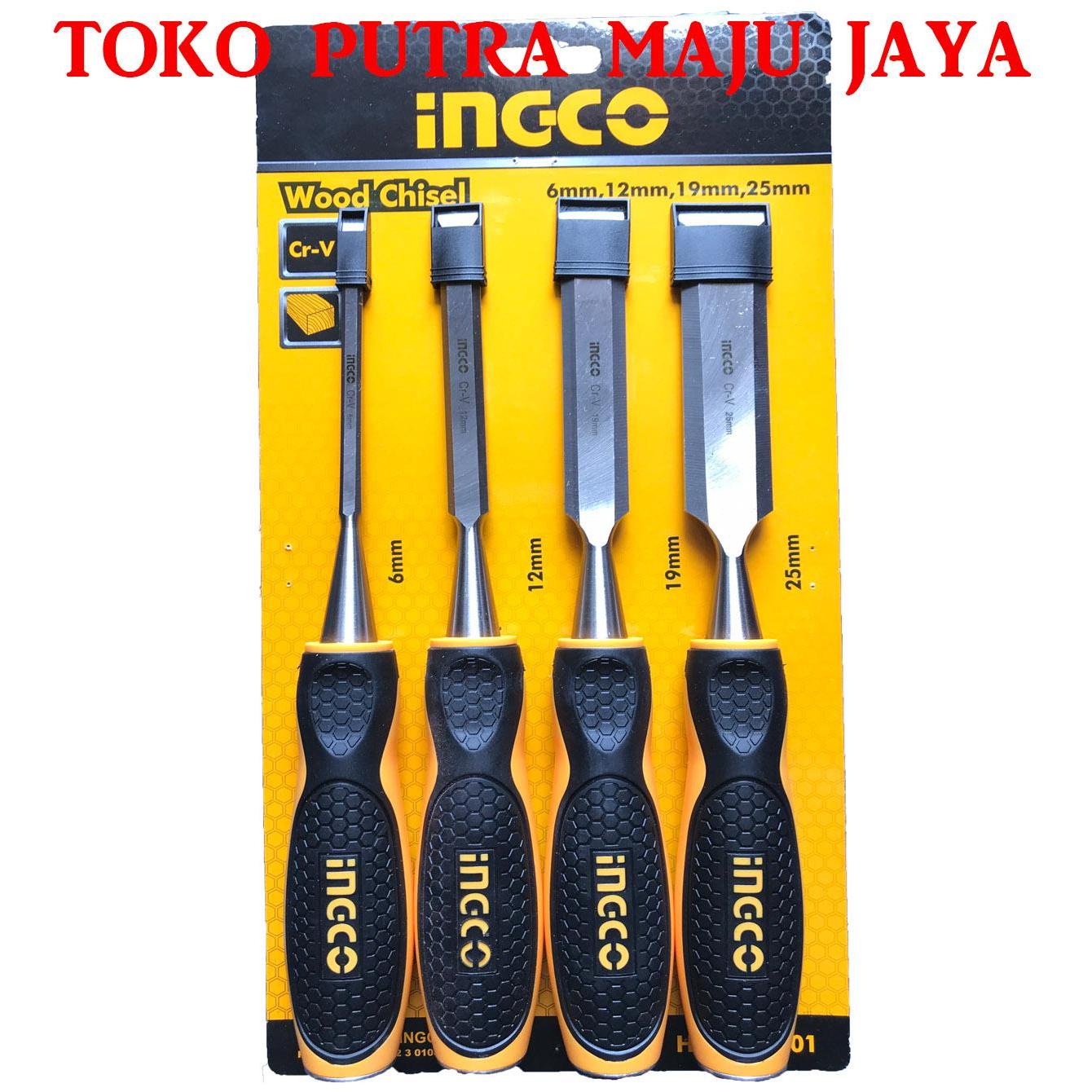 Pahat Kayu Ukir CRV Heavy Duty Set 4 pcs INGCO Wood Chisel INGCO ...