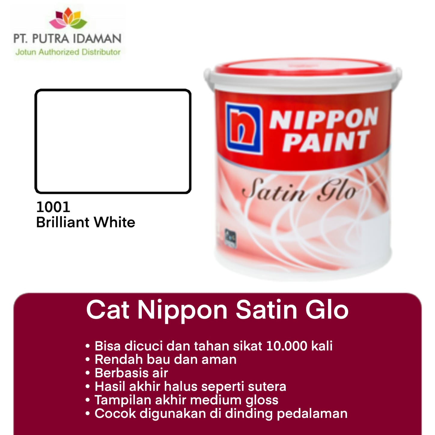 NIPPON PAINT SATIN GLO INTERIOR BRILLIANT WHITE 1001 Lazada Indonesia