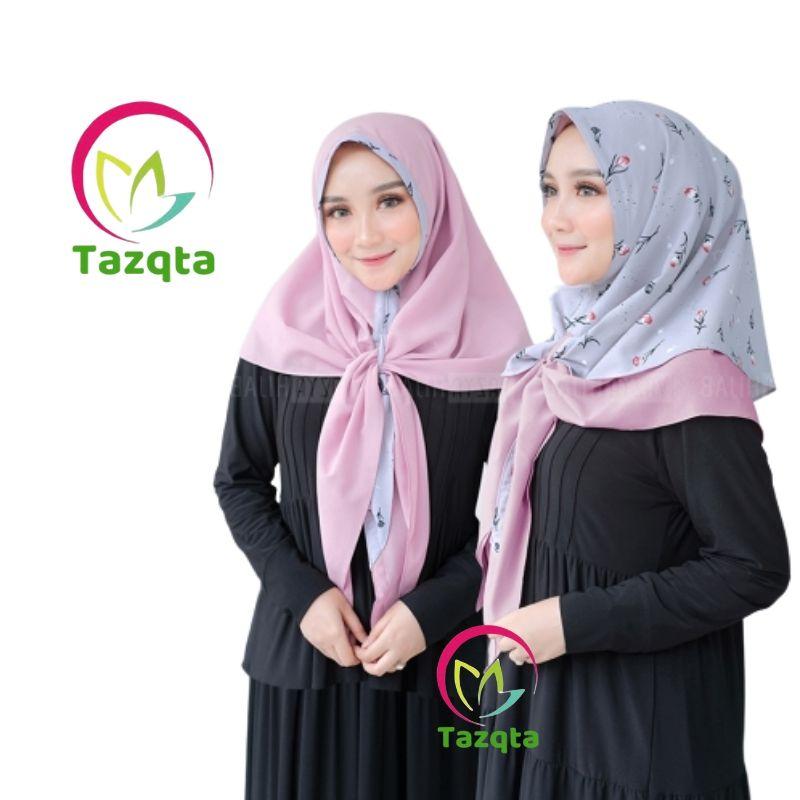 TAZQTA HIJAB INSTAN 2-TONE AIRIN / Kerudung Jilbab khimar instant 2tone (2 warna) / Jilbab Hijab Bolak Balik Motip bunga Dan Polos Variasi Pengait Di Ujung Jilbab Praktis Unik ! slup - Best Seller