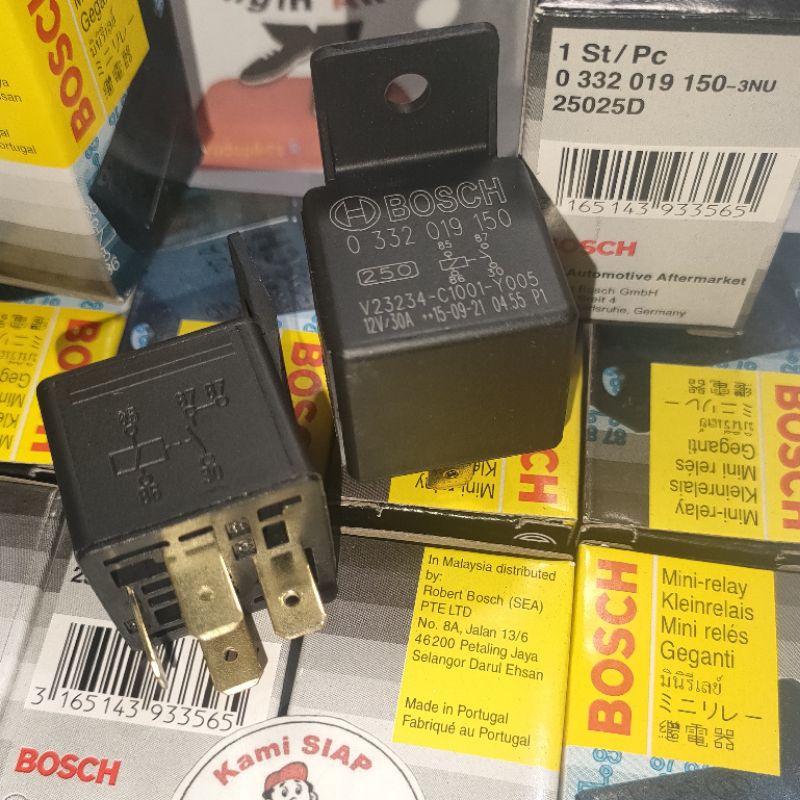 Relay BOSCH PORTUGAL 4 kaki 4 pin 12Volt 30Ampere ORIGINAL Lazada