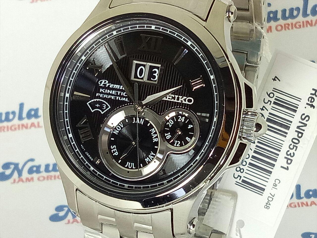 Seiko Premier SNP053P1 Kinetic Perpetual Calendar Black Dial - Jam 