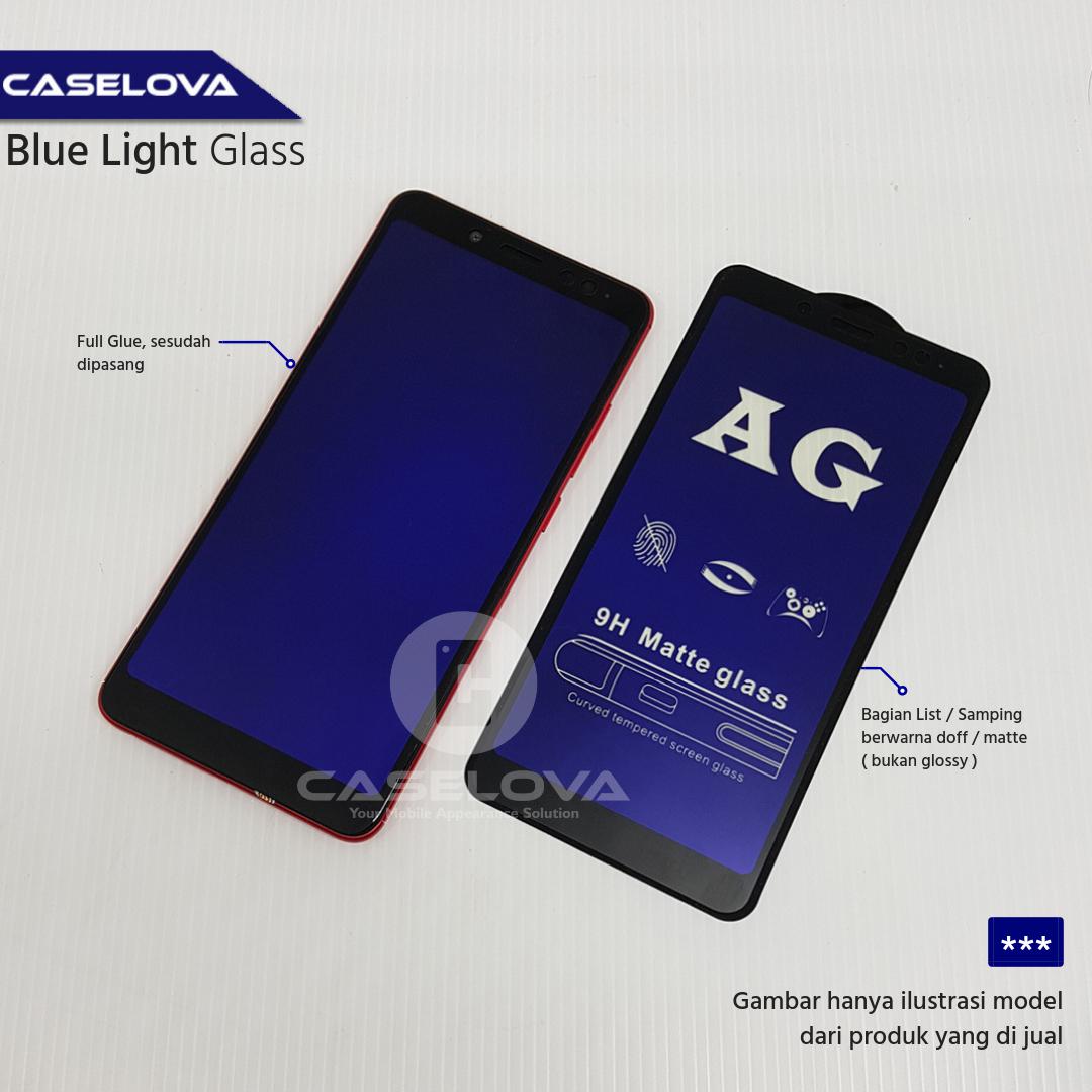 Caselova ANTI GORES BLUE LIGHT Matte Oppo Realme 5 Full Tempered Glass Kaca AG 5D - Biru Hitam