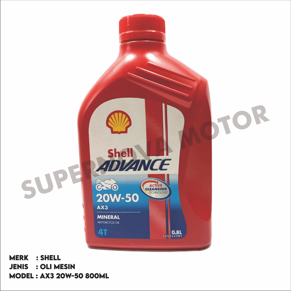 OLI SHELL ADVANCE 4T AX3 20W-50 MINERAL KEMASAN 800ML 1 LITER | Lazada ...