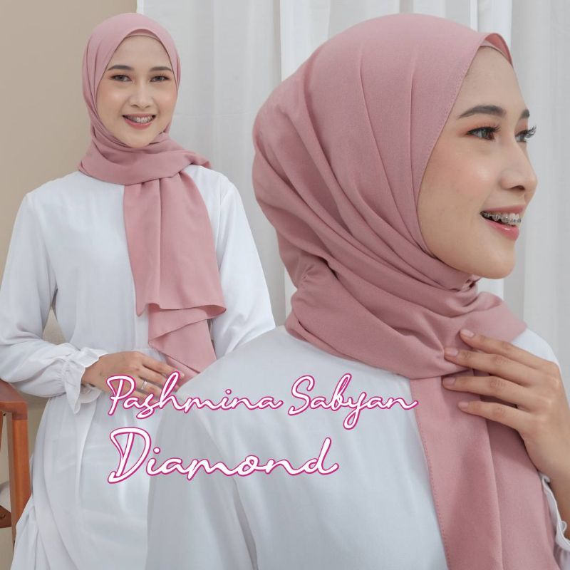 [ Hijabasket ] Pasmina Sabyan Diamond / Jilbab Pashmina / Hijab Diamond Polos | Kualitas Premium