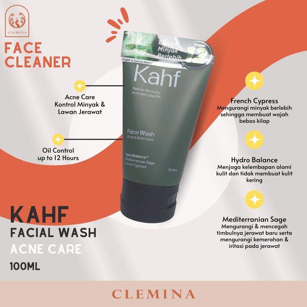 CLEMINA STORE Kahf Oil and Acne Care Face Wash 100 ml Sabun Wajah Pria