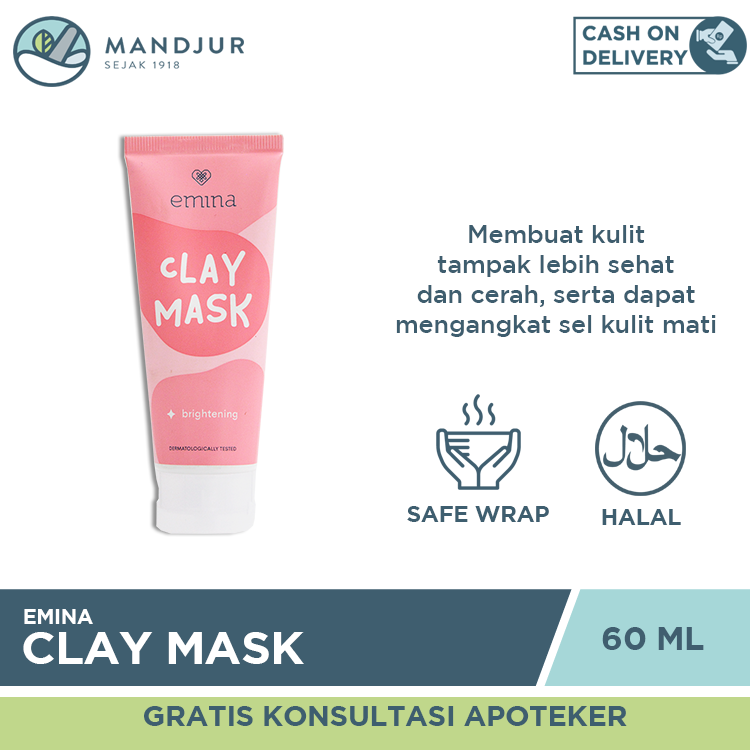 Emina Clay Mask Brightening 60 Ml Masker Scrub Pencerah Dan