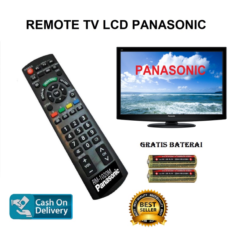 REMOTE TV LCD PANASONIC LED Gratis Baterai Batrai Remot Control TIVI Panasonic Hitam/MSS27