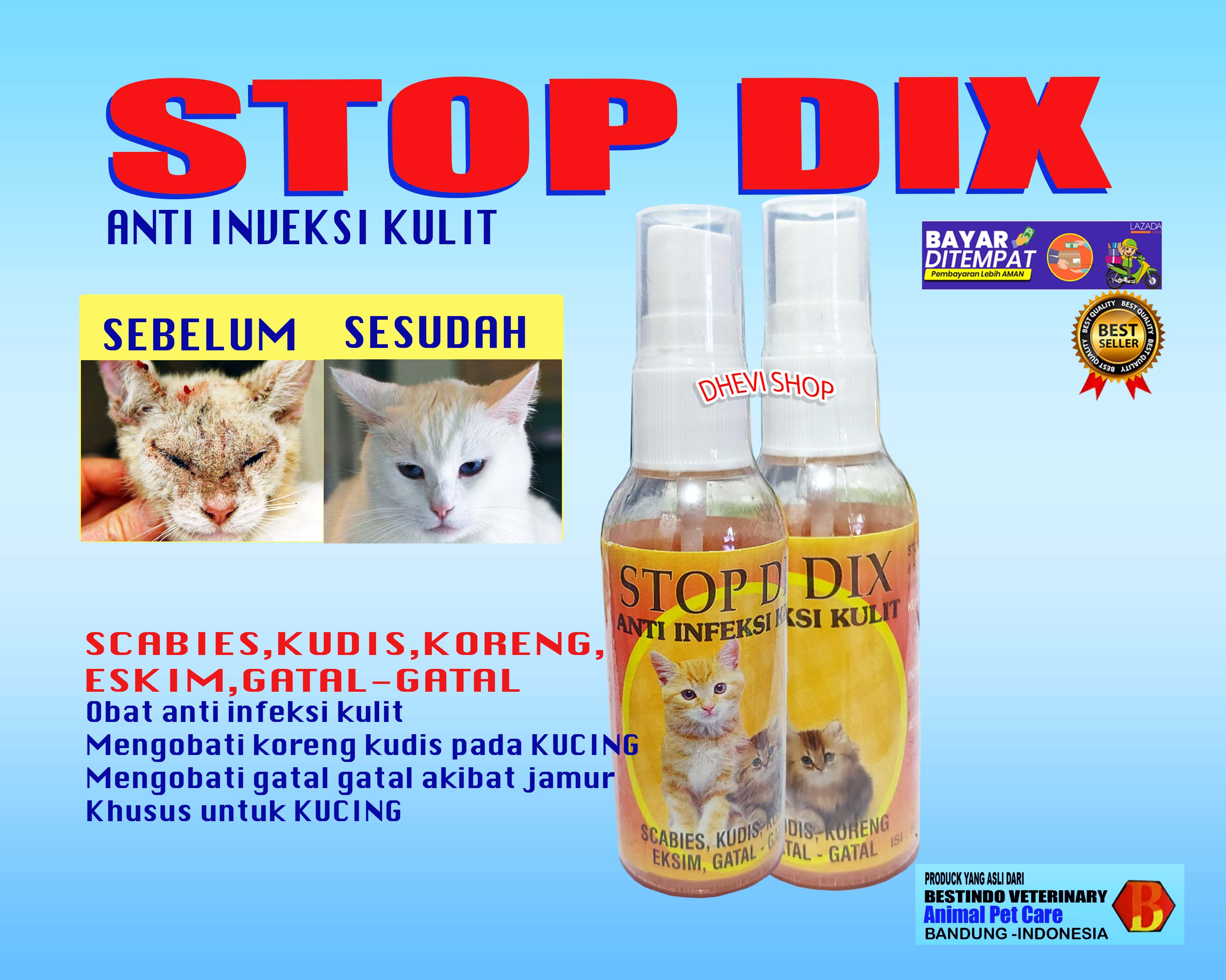 Stop Dix 60 ml Spray Obat scabies luka bisulgudig pada kucing