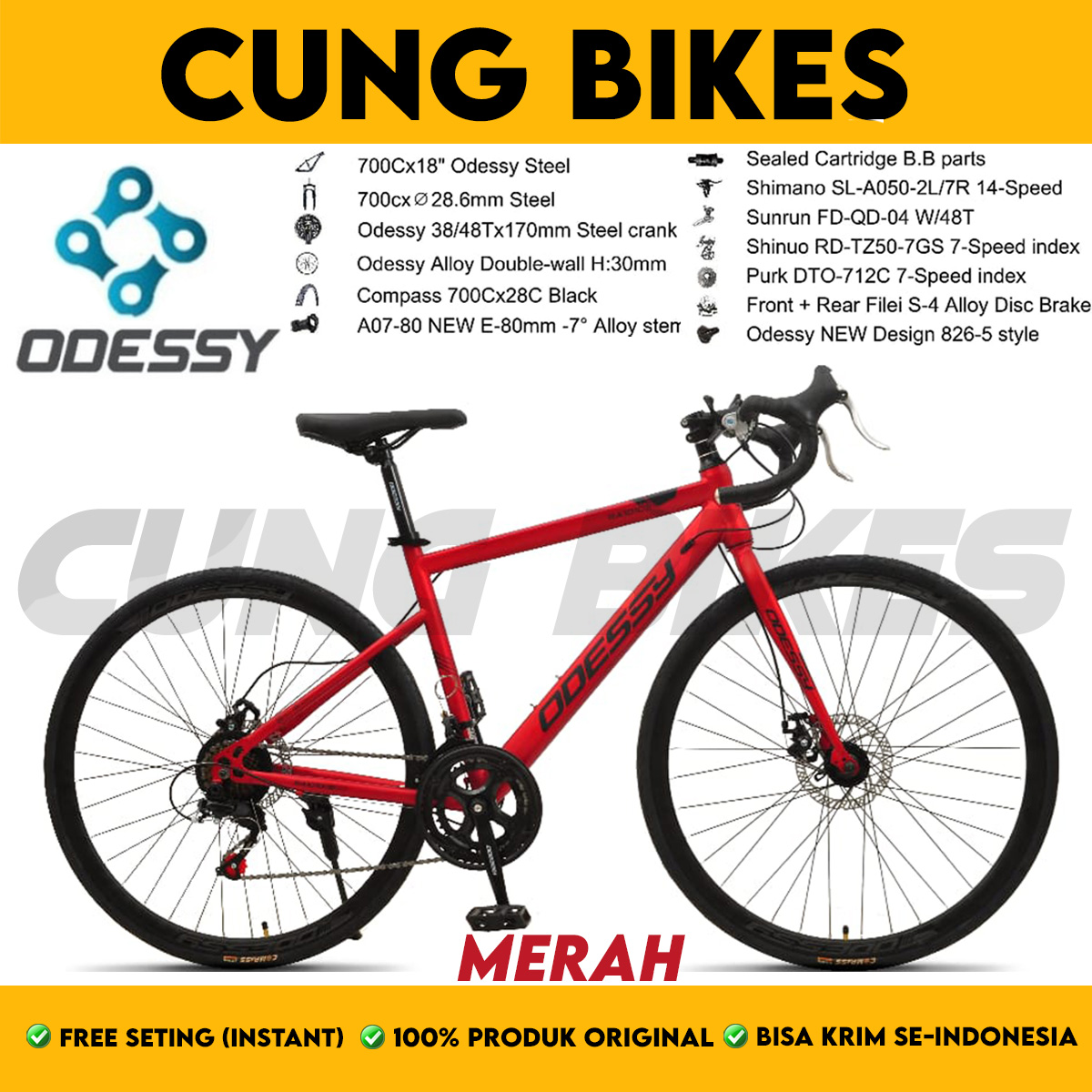 Sepeda Roadbike Balap Road bike Evergreen Rapier 700 C EG Lazada