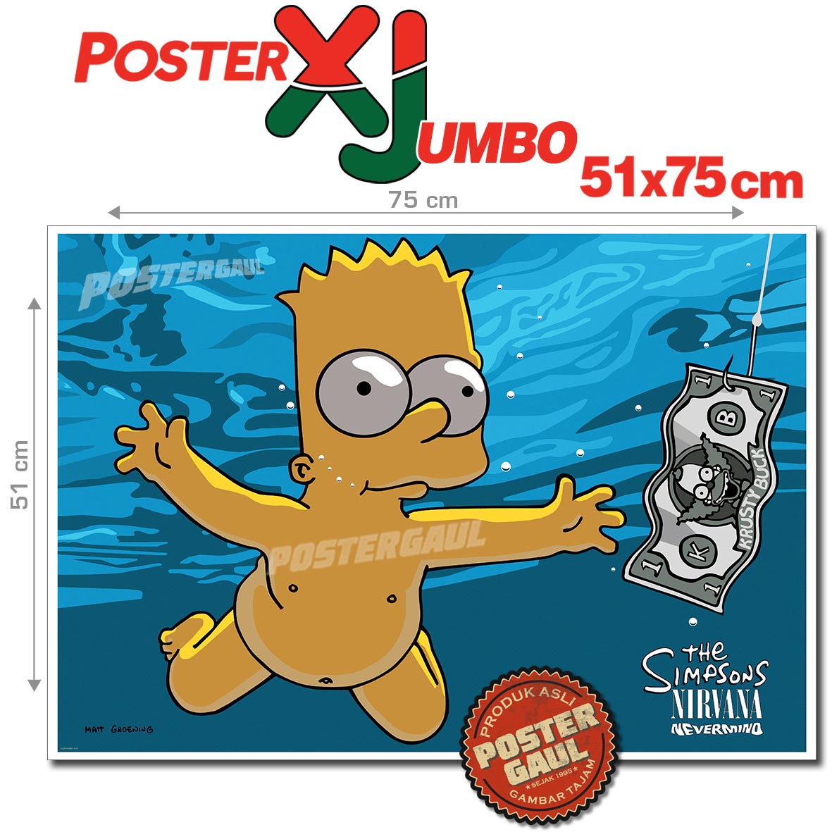 Poster XJumbo: THE SIMPSONS AS BABY NIRVANA 'NEVERMIND