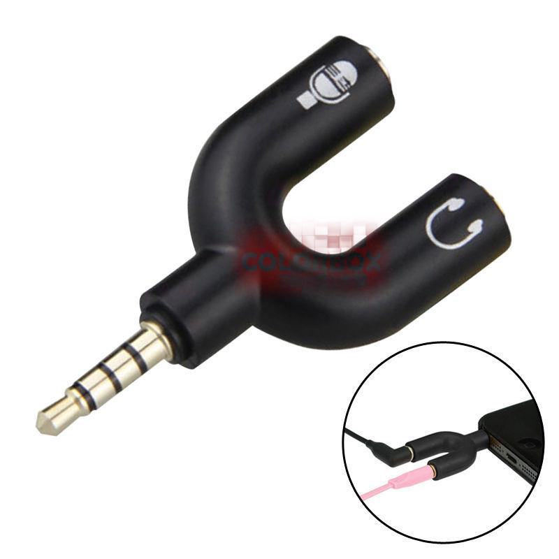 MR Spliter Audio Shape U / Konektor Spliter Aux 3.5mm ke Audio Headset & Mic Splitter Male to 2 Female / Kabel Spliter Audio Model U - Warna Random