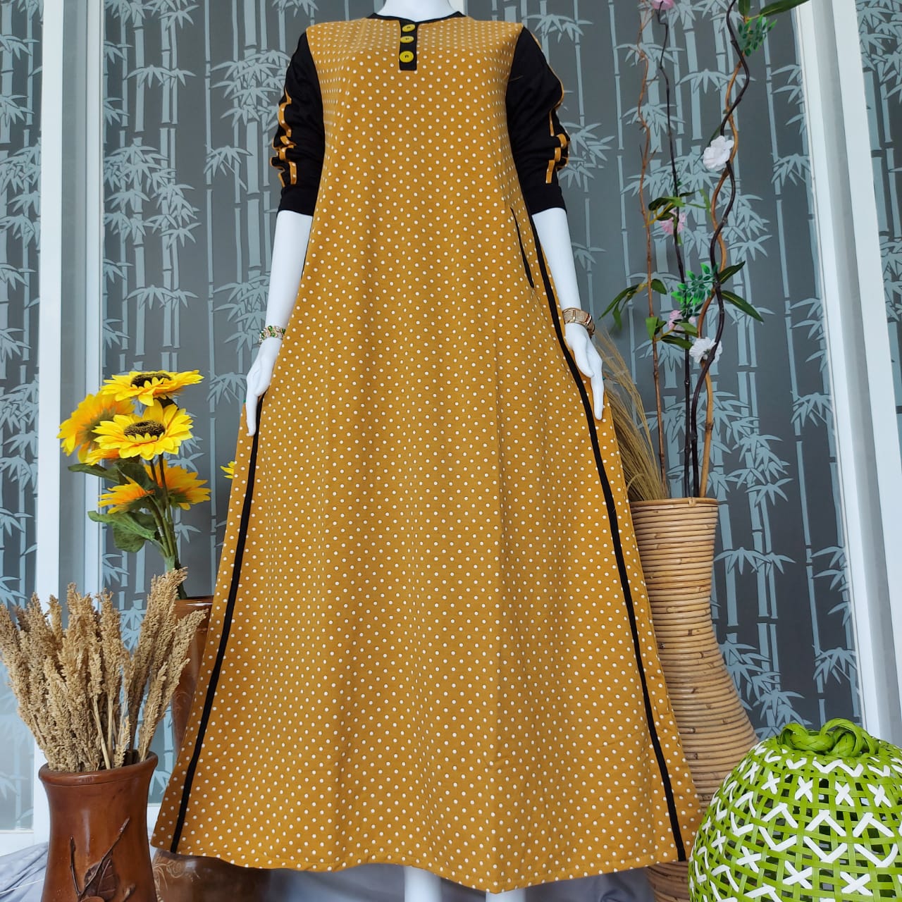 Gamis Polka Maxi Babyterry Premium 