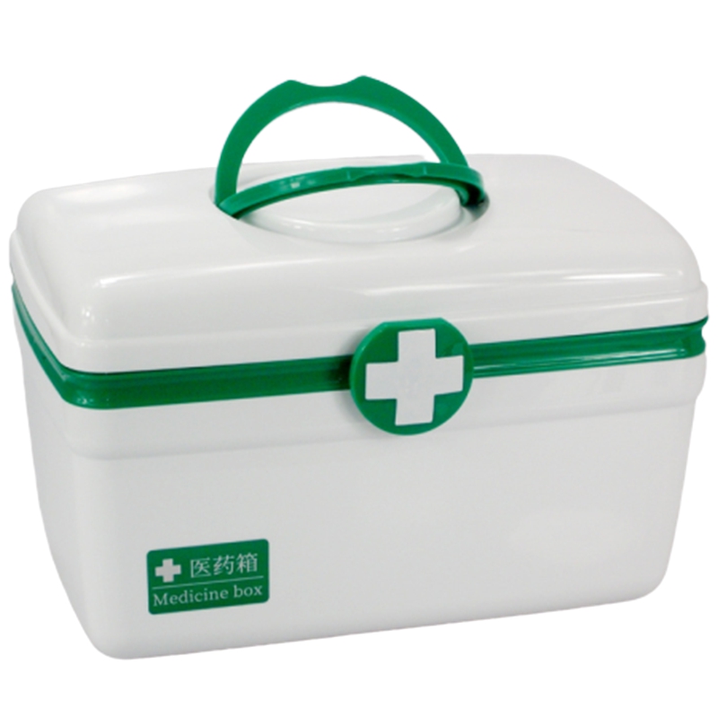 Family Medicine Kits Bin First Aid Storage Box Plastic Box Handle Portable Storage Medicine Gathering Case Box