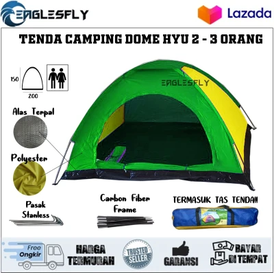 Tenda Camping Dome Kapasitas 2 3 Orang Dewasa dan Anak Alas Terpal Anti Air Murah untuk Mendaki Kemping Piknik Outoodor Tenda Hyu Single Layer