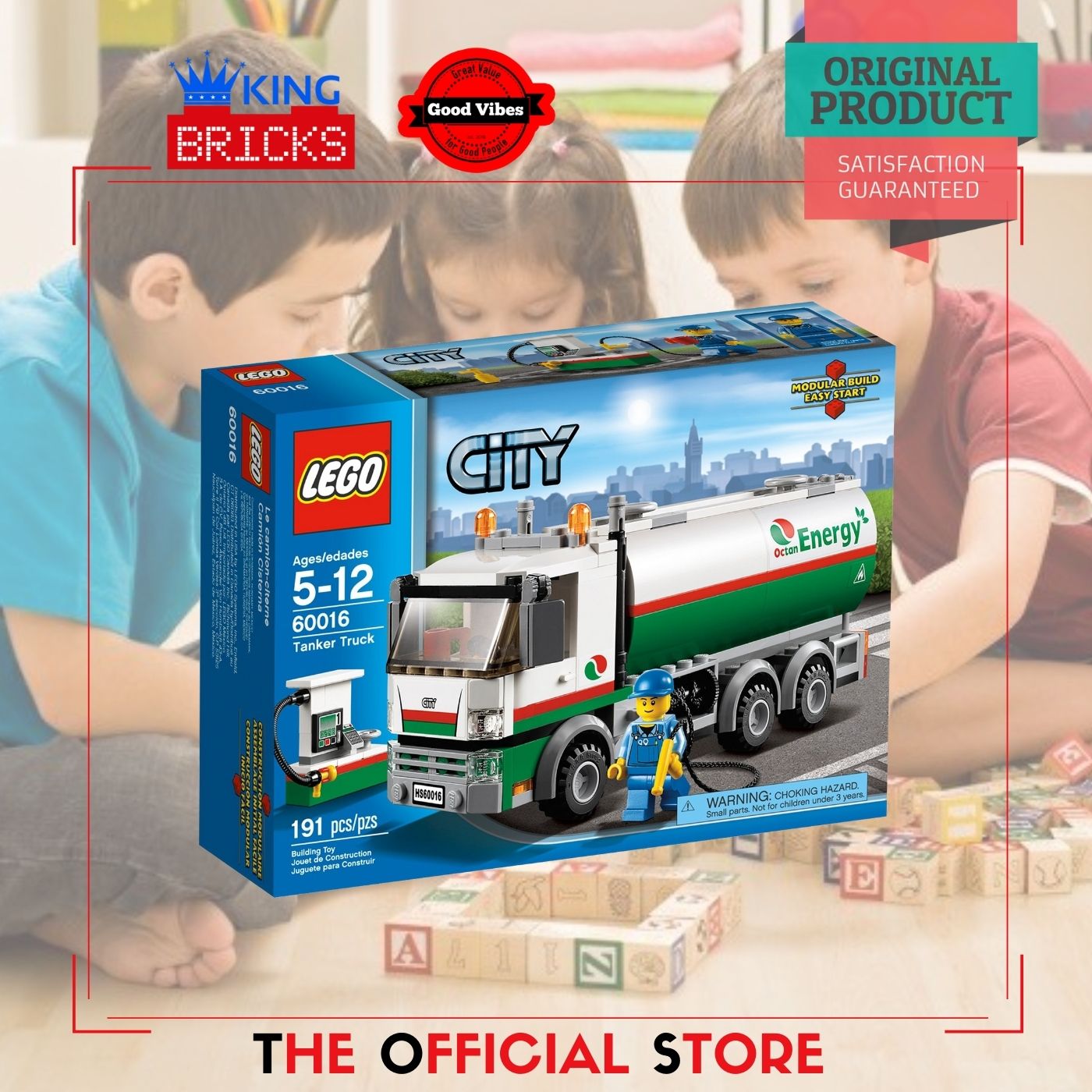 LEGO Original CITY 60016 Tanker Truck Mainan Anak Edukasi Mobil