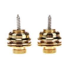 2PCS Anti-Skid Straplocks Electric Acoustic Guitar Bass Strap Locks Button(Gold) - intl