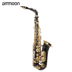 ammoon bE Alto Saxophone Brass Lacquered Gold E Flat Sax 82Z Key Type Woodwind Instrument with Cleaning Brush Cloth Gloves Strap Padded Case - intl
