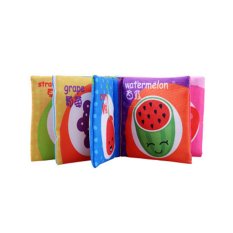 ELENXS Gambar Kain Belajar Pengembangan Kecerdasan Memperhatikan Buku Anak Mainan Lunak Hadiah Belajar Buah