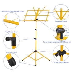 Lipat Sheet Music Tripod Stand Holder Ringan dengan Tas Jinjing Tahan Air untuk Biola Piano Gitar Kinerja Instrumen- INTL