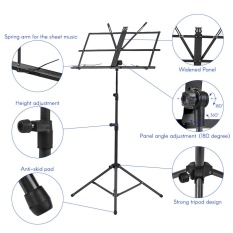 Lipat Sheet Music Tripod Stand Holder Ringan dengan Tas Jinjing Tahan Air untuk Biola Piano Gitar Kinerja Instrumen- INTL