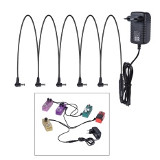 Adaptor Power Supply Gitar 9 V DC 1000mA 5 Cara Daisy Rantai Chord Kabel Negatif Di Dalam Positif Luar- INTL
