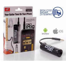 iRig AmpliTube Guitar Interface Converter Adapter for iPhone iPod Touch iPad iOS Alat Penghubung Ios dengan Jack Gitar Bass Amplifier Plug In and Paly Aksesoris Instrumen Musik Music Instrument No Battery Simpel Mudah Support Recording - Hitam