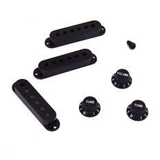 Lucky Guitar Pickup Cover and Knobs Switch Tip Set Black - intl
