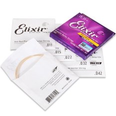 Original Elixir Gitar Akustik Senar 16027 NANOWEB Lapisan Custom Light (. 011-.052) Fosfor Perunggu String-Intl