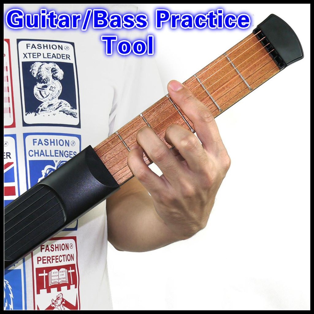 Gitar Saku Portable Pocket Akustik Alat Latihan Gitar Gadget Chord Trainer 6 String 6 Resah Model untuk Pemula-Intl