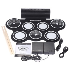 Portable Lipat Silicone Pad Drum Elektronik Kit Digital USB Roll-up dengan Pedal Kaki Menginjak 3.5mm Kabel Audio -Intl
