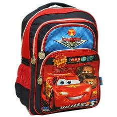 Onlan CARS MCQueen Tas Ransel Anak Sekolah Ukuran SD ada 4 Kantung Besar - Merah Hitam