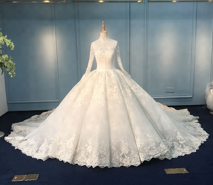 muslim bridal wedding dress with long 