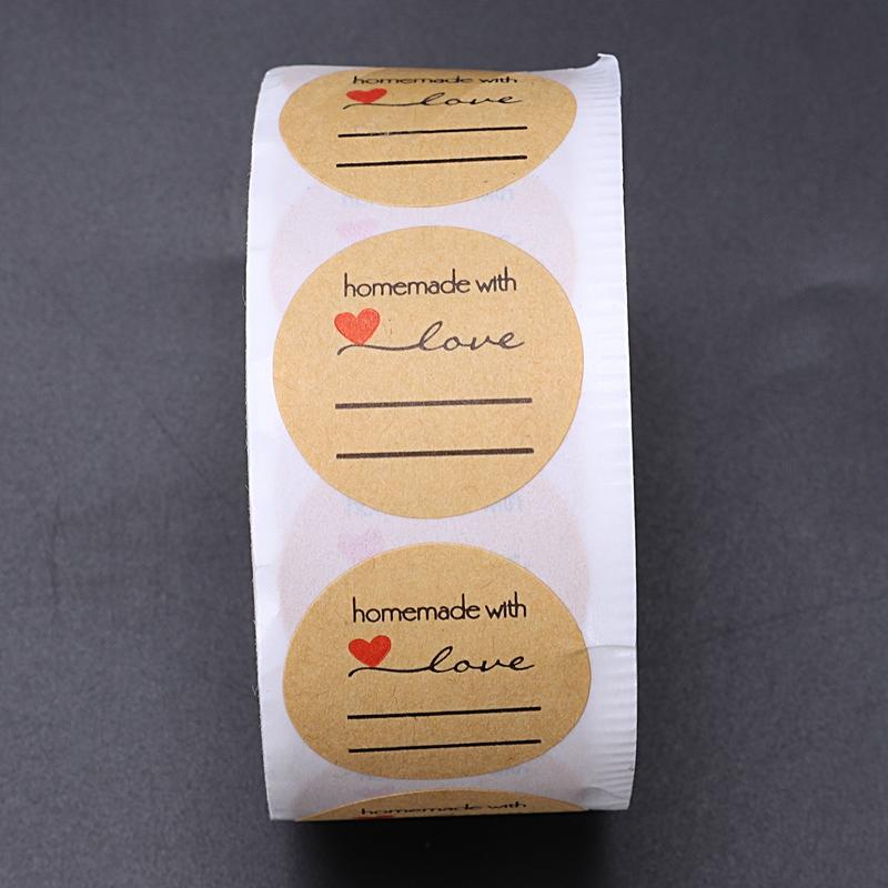 1 Inch Homemade With Love Sticker With Lines For Writing 1 Inch Round Homemade With Love 6233