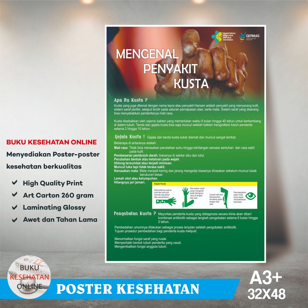 Poster Kesehatan - MENGENAL PENYAKIT KUSTA - LAMINATING GLOSSY | Lazada