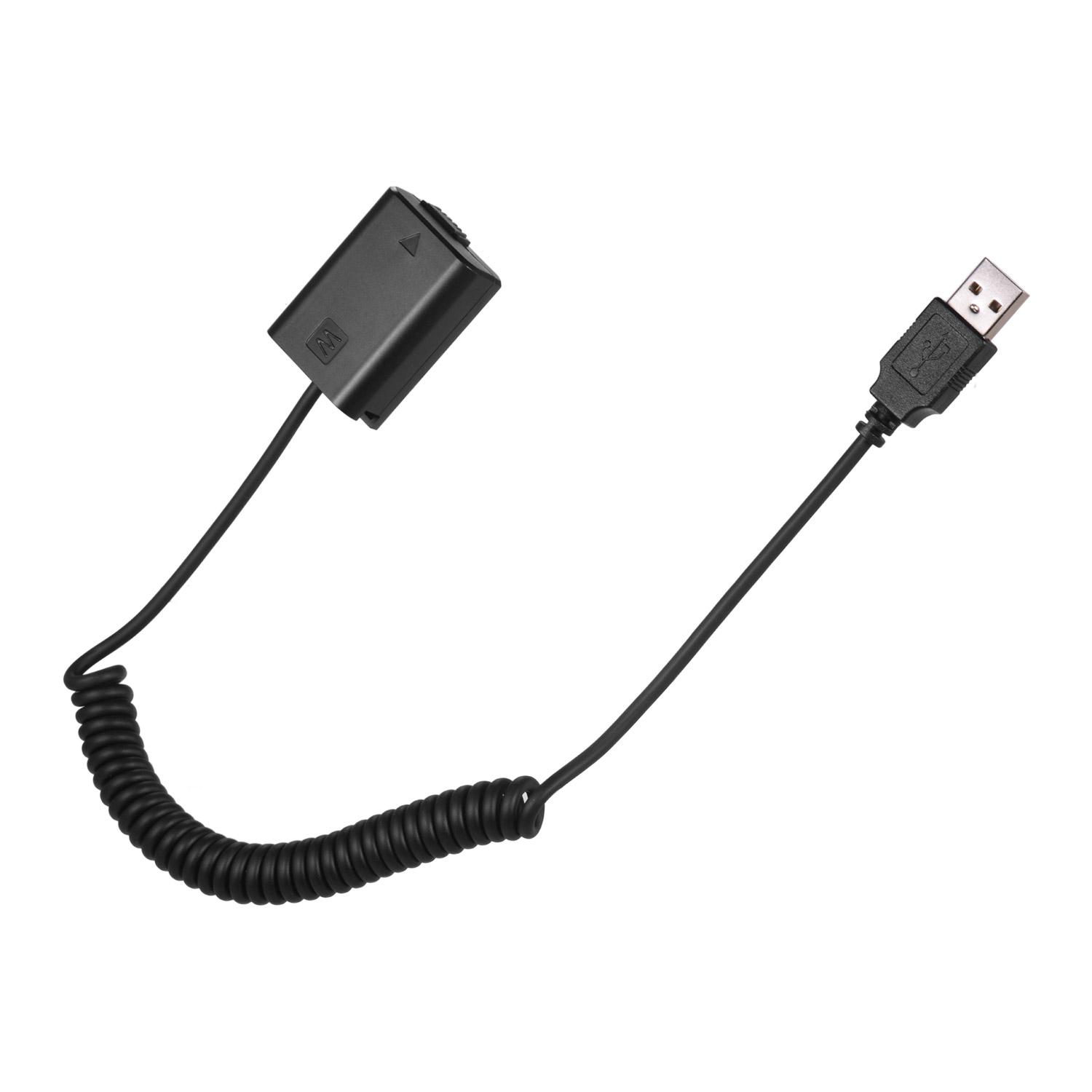 Andoer 5V USB NP-FW50 Dummy Battery Pack Coupler Adapter with Flexible Spring Cable Compatible with Sony A7 A7II A7R A7S A7RII A7SII A6000 A5000 A3000 NEX5 NEX3 ILDC Camera