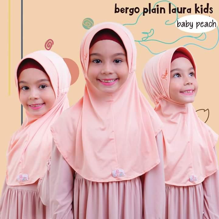 Jilbab Anak Bergo Plain Laura Kids Jilbab Instan Anak MiuLan Tali Serut Jersey Lembut Polos