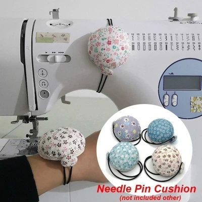 UDIEOA Round Shape Pincushion DIY Craft Fabric Cotton Wrist Strap Sewing Accessories Needle Pillow Needle Holder Pin Cushion