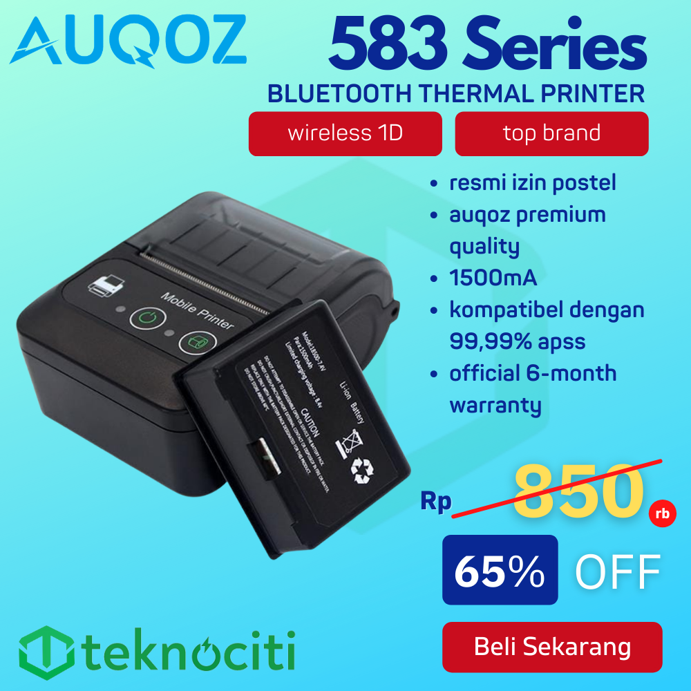 AUQOZ 583 Bluetooth Thermal Printer 58mm Mesin Printer Termal POS