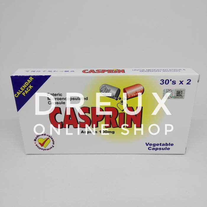 BEST SELLER IMPORT CASPRIN Aspirin 100mg (60 Capsules) / Obät Pencegah Stroke - soCHayVI